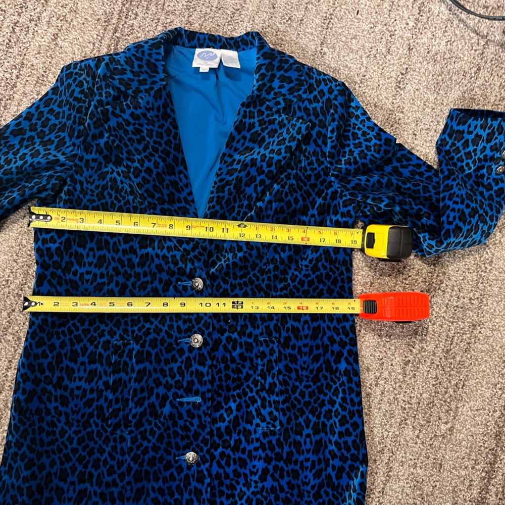 Jacket-Blue leopard velvet feel, rare, funky, DG2, Diane Gilman, fits 6/8 - Picture 11 of 12